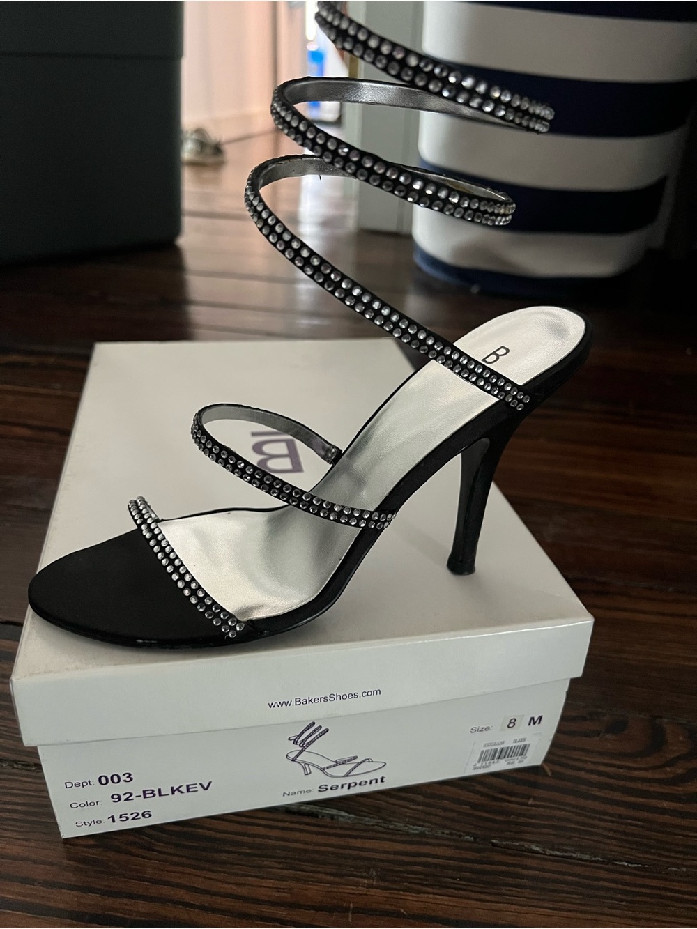 Bakers Black Spiral Crystal-Trim Stiletto Sandals